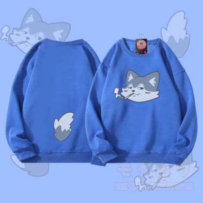 MODAKAWA Unisex-Sweatshirt mit Wolfsmotiv (Gesicht und Schwanz) - Blau - 5XL - image 2