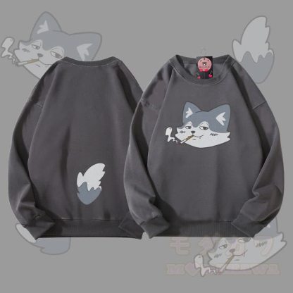 MODAKAWA Unisex-Sweatshirt mit Wolfsmotiv (Gesicht und Schwanz) - Dunkelgrau - 5XL - image 1