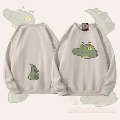 MODAKAWA Unisex-Sweatshirt mit Krokodil-Gesichts- und Schwanzmotiv - Hellbeige - 5XL - image 1