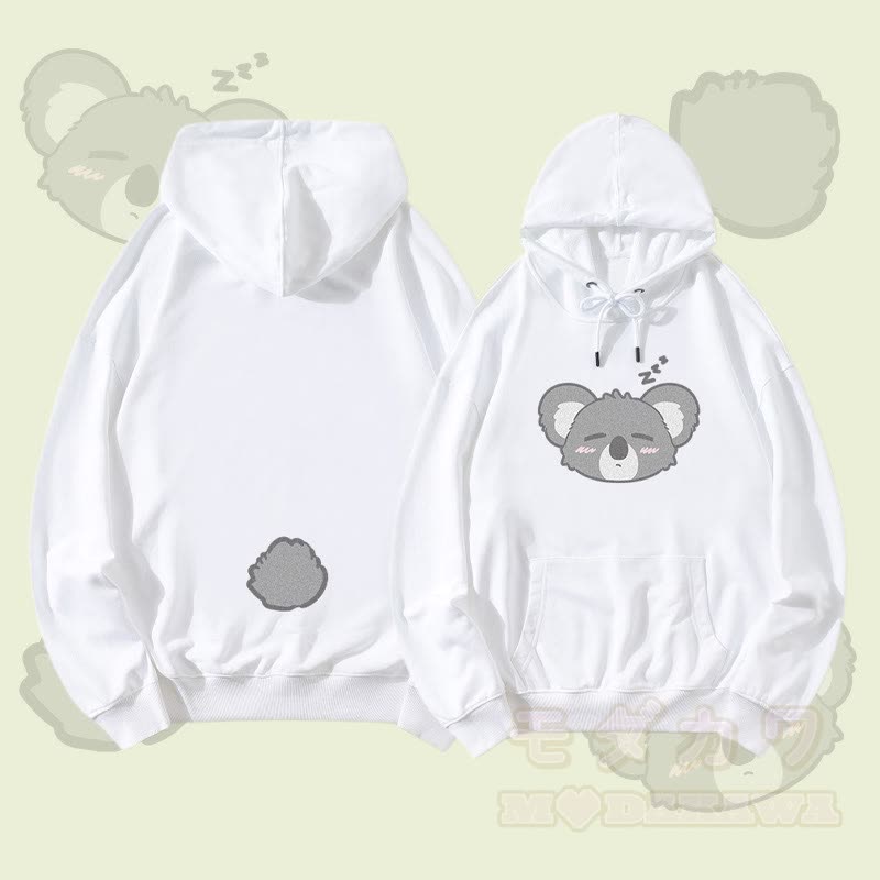 MODAKAWA Streetwear-Pullover-Hoodie mit Koala-Motiv (Gesicht und Schwanz) - Weiß - 5XL - image 2