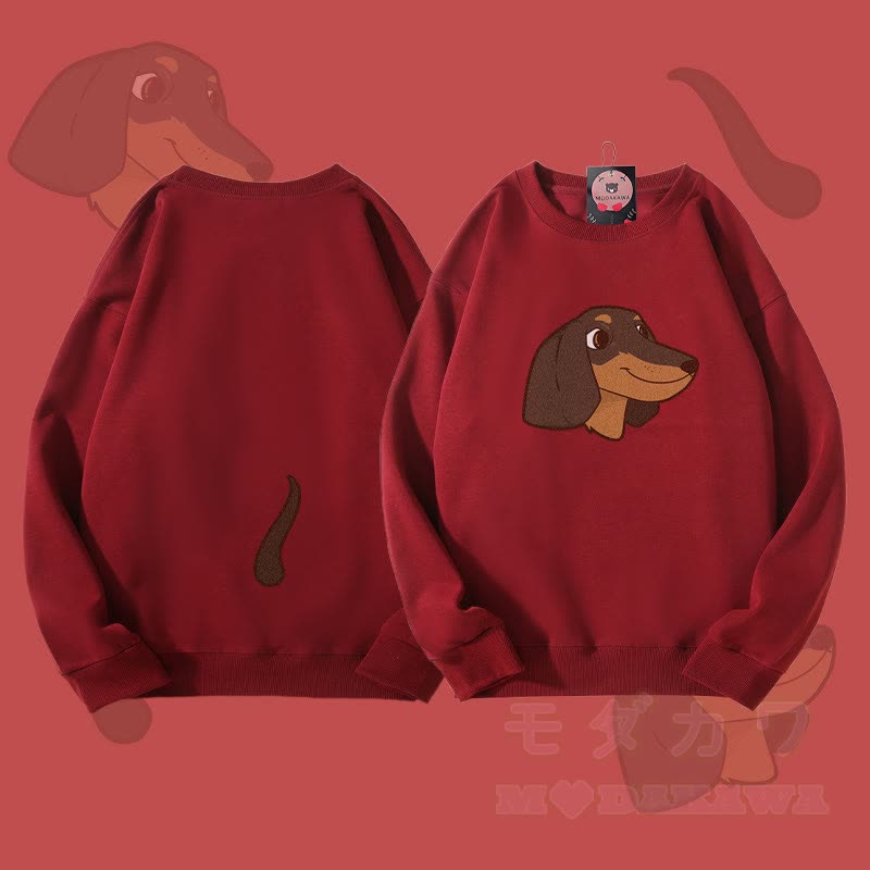 MODAKAWA Unisex-Sweatshirt mit Welpenmotiv (Gesicht und Schwanz) - Weinrot - 5XL - image 2