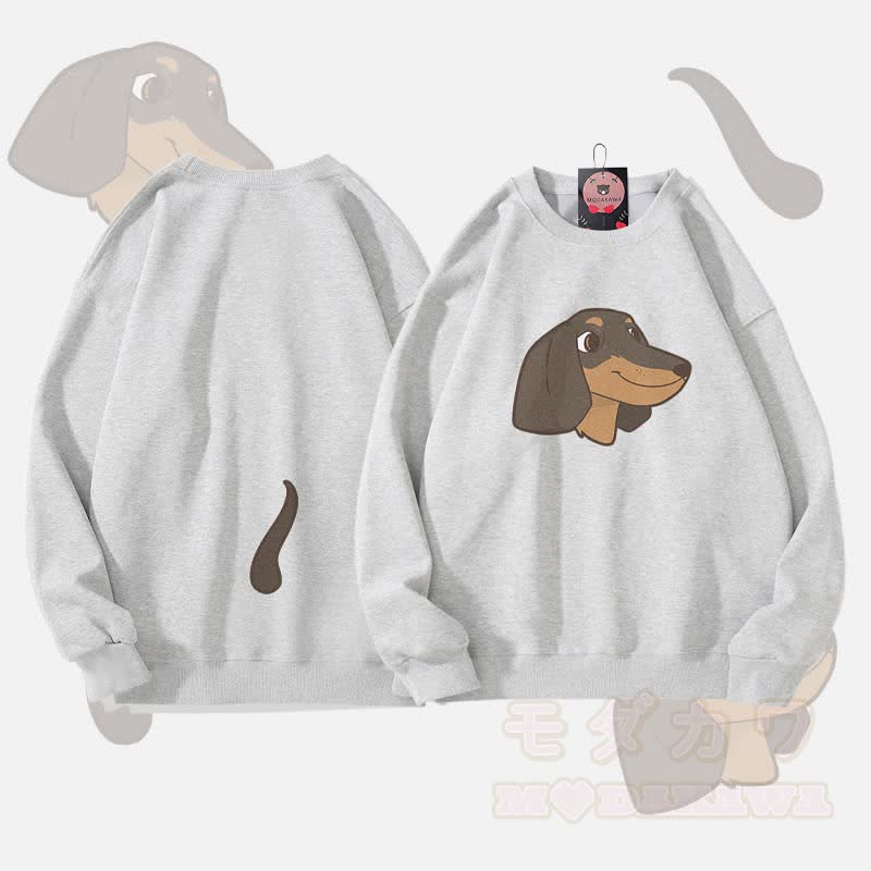 MODAKAWA Unisex-Sweatshirt mit Welpenmotiv (Gesicht und Schwanz) - Grau - 5XL - image 1