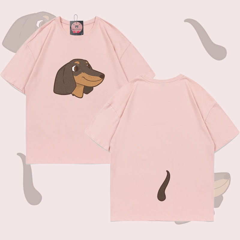 MODAKAWA Welpengesicht- und Schwanzgrafik-T-Shirt - Pink - 5XL - image 1