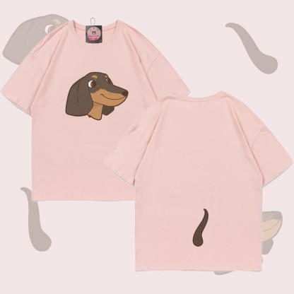 MODAKAWA Welpengesicht- und Schwanzgrafik-T-Shirt - Pink - 5XL - image 1