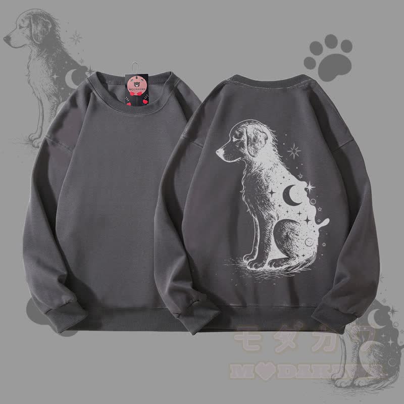 MODAKAWA Moon Puppy Grafik Unisex Sweatshirt - Dunkelgrau - 5XL - image 1