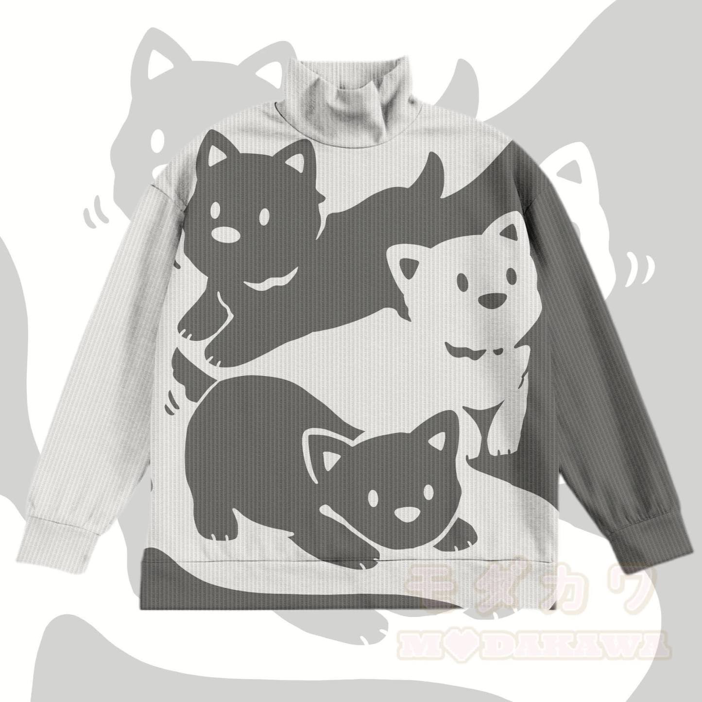 MODAKAWA Sweatshirt mit Welpenmotiv und Allover-Waffelprint - Grau - 4XL - image 1