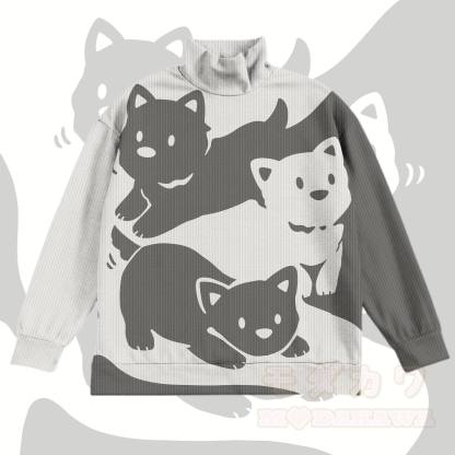 MODAKAWA Sweatshirt mit Welpenmotiv und Allover-Waffelprint - Grau - 4XL - image 1