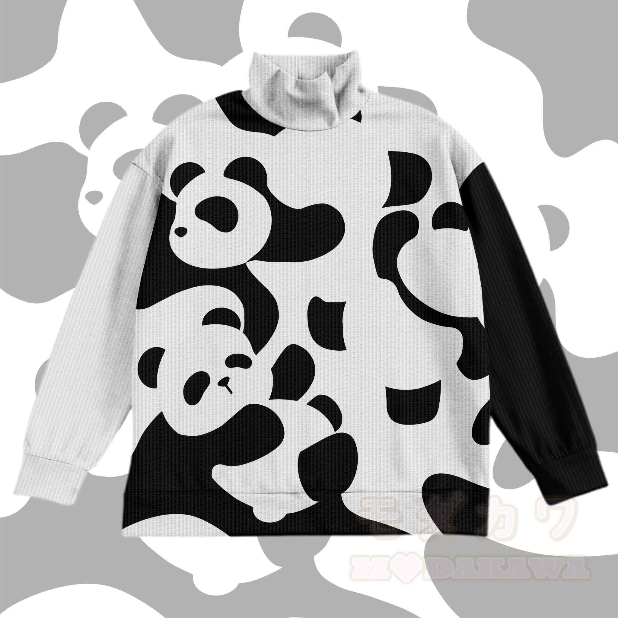 MODAKAWA Panda-Waffel-Sweatshirt mit Allover-Print und Panda-Motiv - Weiß - 4XL - image 1