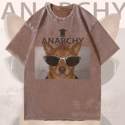 MODAKAWA ANARCHY Sonnenbrille Hunde-Grafik Unisex Vintage Washed T-Shirt - Braun - 4XL - image 2