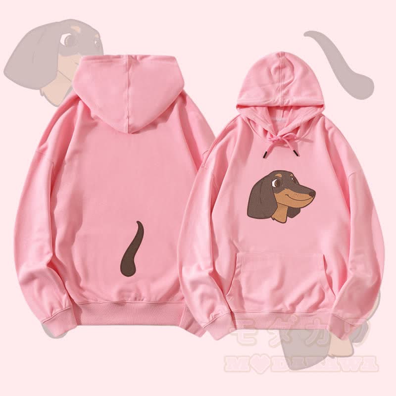 MODAKAWA Streetwear-Pullover-Hoodie mit Welpenmotiv und -gesicht - Rosa - 5XL - image 2