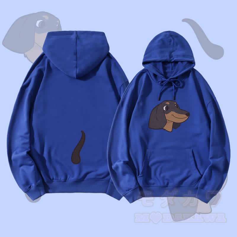 MODAKAWA Streetwear-Pullover-Hoodie mit Welpenmotiv und -gesicht - Königsblau - 5XL - image 1