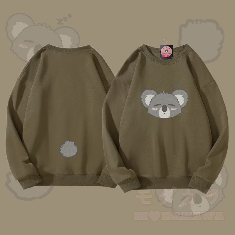MODAKAWA Unisex-Sweatshirt mit Koala-Motiv (Gesicht und Schwanz) - Dunkelkhaki - 5XL - image 2