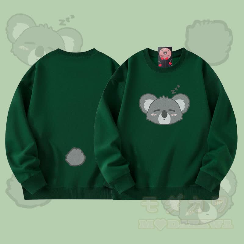 MODAKAWA Unisex-Sweatshirt mit Koala-Motiv (Gesicht und Schwanz) - Dunkelgrün - 5XL - image 1