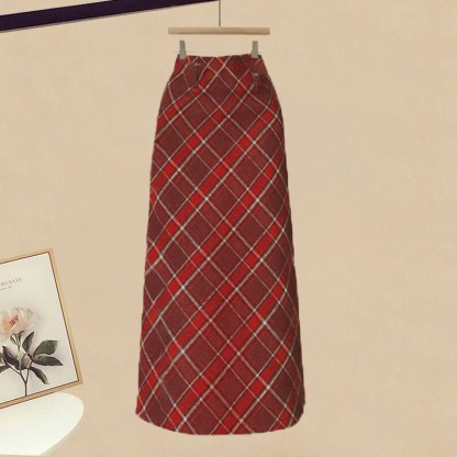 Strickkleid, karierter Rock, passendes Outfit - Skirt - XL - image 3