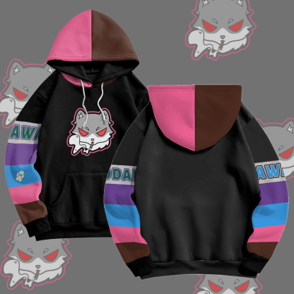 MODAKAWA Pullover-Hoodie mit Raucherwolf-Grafik-Allover-Print - Black - 8XL - image 1