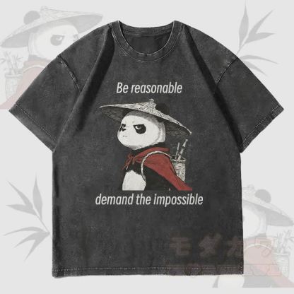 MODAKAWA BE REASONABLE Panda Graphic Unisex Vintage Washed T-Shirt - Schwarz - 4XL - image 1