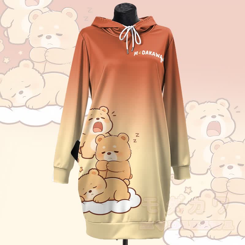 MODAKAWA Kapuzenpulloverkleid mit Farbverlauf und Seitentaschen - Braun - 4XL - image 1