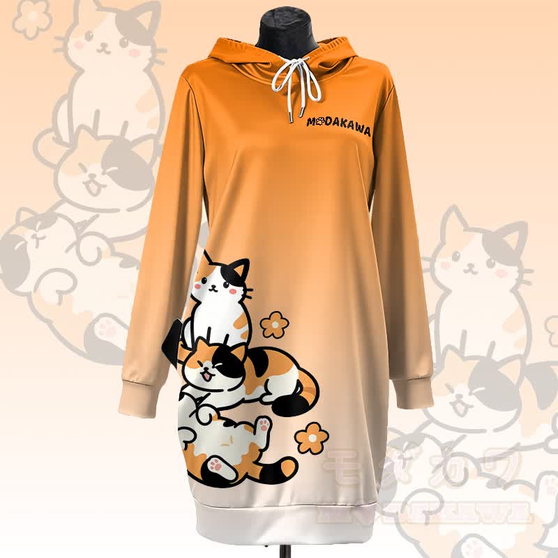 MODAKAWA Kapuzenpulloverkleid mit Farbverlauf und Seitentaschen - Orange - 4XL - image 1