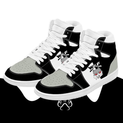 MODAKAWA Smoking Wolf Graphic Farben Block High Top Canvas Schuhe - Black - 48 - image 1