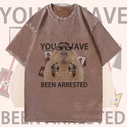 MODAKAWA SIE WURDEN VERHAFTET Murmeltier Grafik Unisex Vintage Washed T-Shirt - Braun - 4XL - image 2