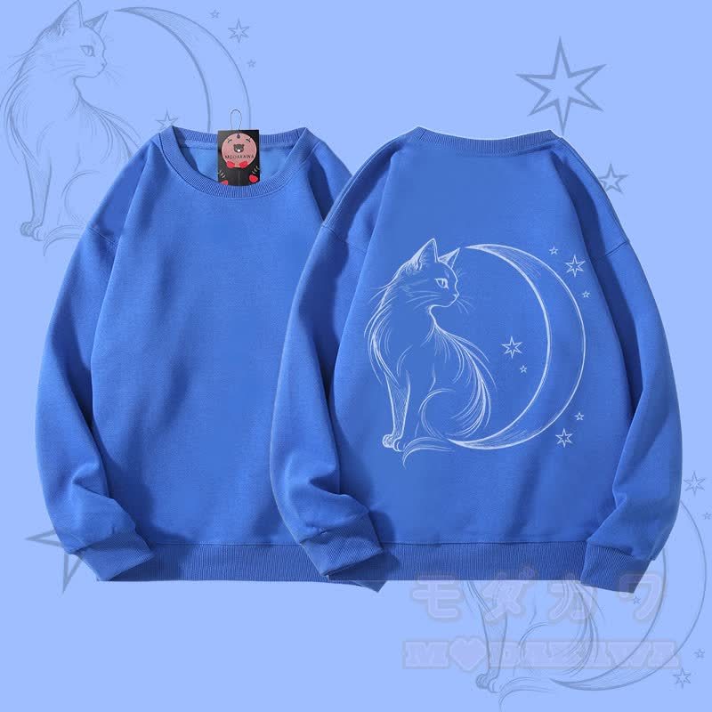 MODAKAWA Unisex-Sweatshirt mit Mondkatzen-Grafik - Königsblau - 5XL - image 2