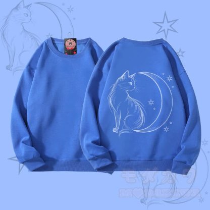 MODAKAWA Unisex-Sweatshirt mit Mondkatzen-Grafik - Königsblau - 5XL - image 2