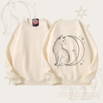 MODAKAWA Unisex-Sweatshirt mit Mondkatzen-Grafik - Beige - 5XL - image 1