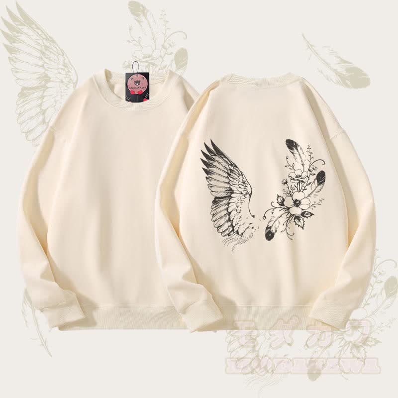 MODAKAWA Unisex-Sweatshirt mit Blumen- und Vogelmotiv - Beige - 5XL - image 2