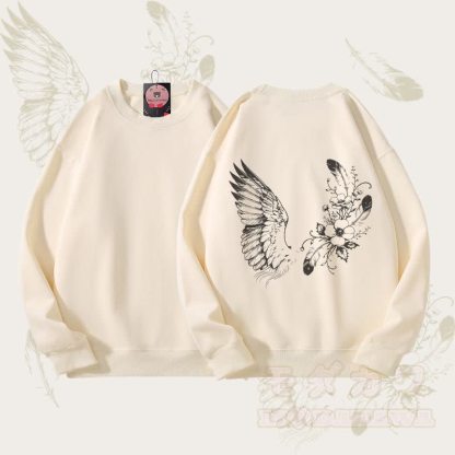 MODAKAWA Unisex-Sweatshirt mit Blumen- und Vogelmotiv - Beige - 5XL - image 2