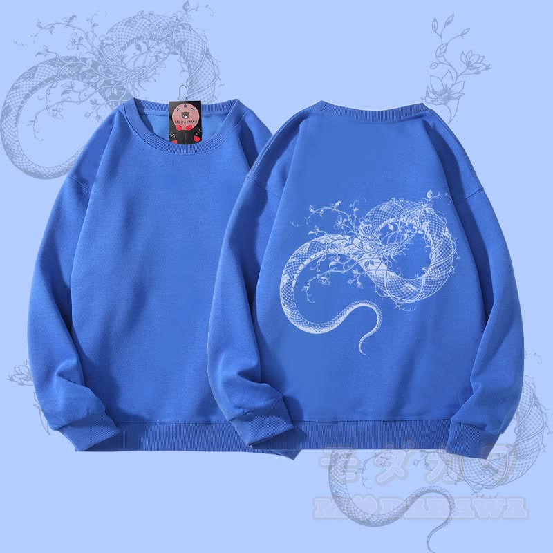 MODAKAWA Unisex-Sweatshirt mit Blumen- und Schlangenmotiv - Königsblau - 5XL - image 2