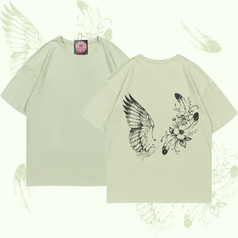 MODAKAWA Flower Bird Grafik-T-Shirt - Light Green - 5XL - image 1