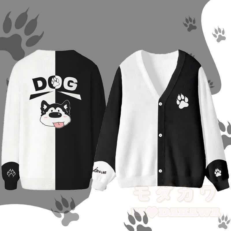 MODAKAWA Cardigan Top mit Hundemotiv „Zunge raus“ - Schwarz - 4XL - image 3