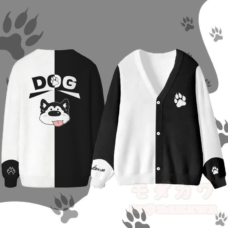 MODAKAWA Cardigan Top mit Hundemotiv „Zunge raus“ - Schwarz - 4XL - image 3