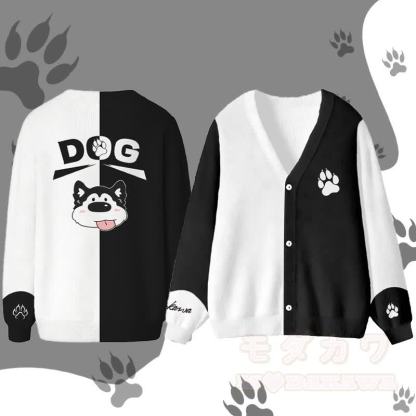 MODAKAWA Cardigan Top mit Hundemotiv „Zunge raus“ - Schwarz - 4XL - image 3