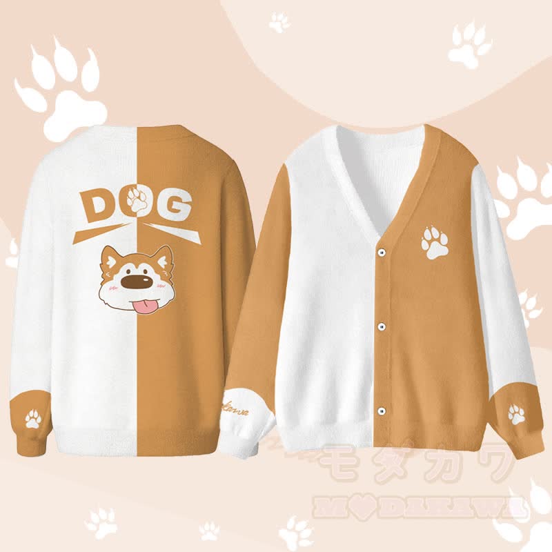 MODAKAWA Cardigan Top mit Hundemotiv „Zunge raus“ - Gelb - 4XL - image 2