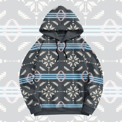 MODAKAWA Pullover-Hoodie mit symmetrischem geometrischem Allover-Print - Grey - 8XL - image 1
