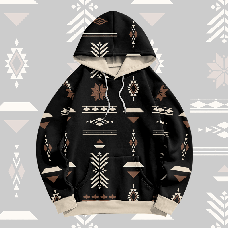 MODAKAWA Pullover-Hoodie mit geometrischem Allover-Print - Black - 8XL - image 1