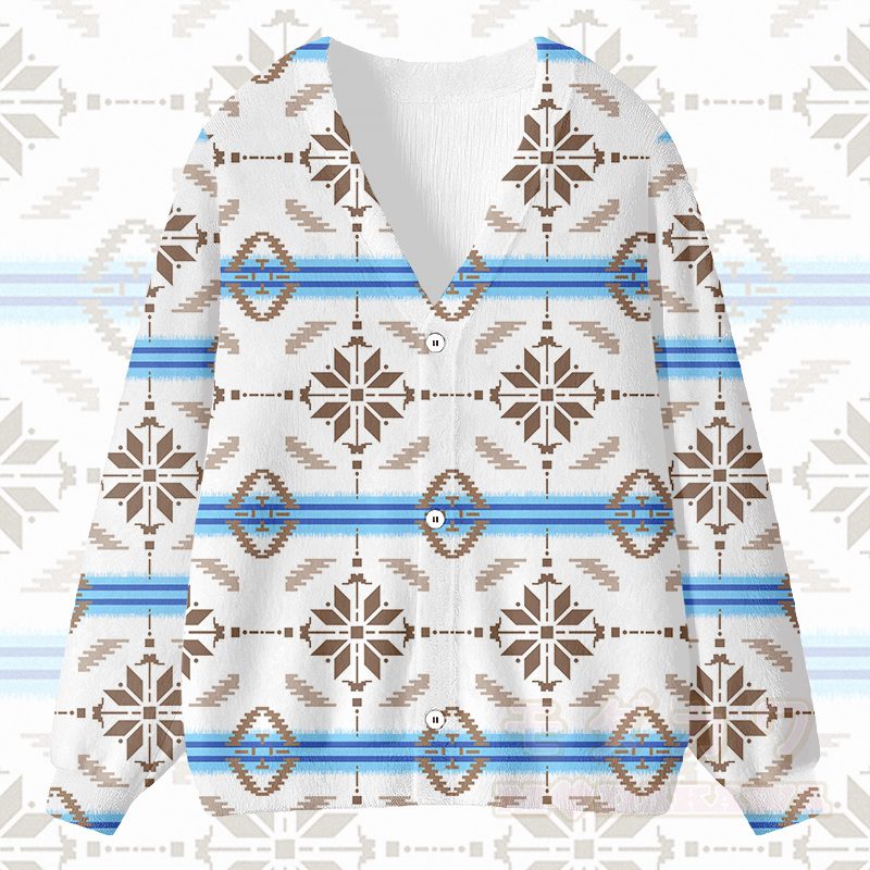 MODAKAWA Cardigan-Top mit symmetrischem geometrischem Muster - Weiß A - 4XL - image 1