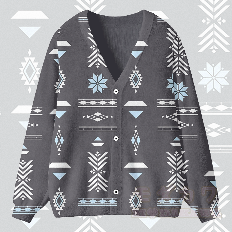 MODAKAWA Cardigan-Top mit geometrischem Muster - Grau - 4XL - image 2