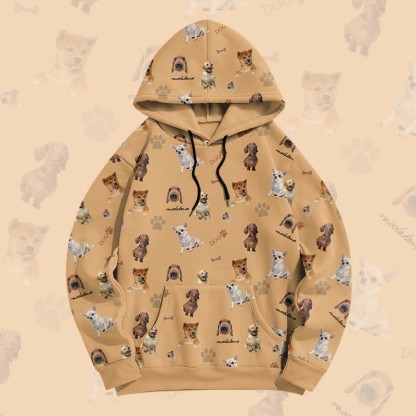 MODAKAWA Pullover-Hoodie mit lustigem Hundemotiv und Allover-Print - Light Brown - 8XL - image 1