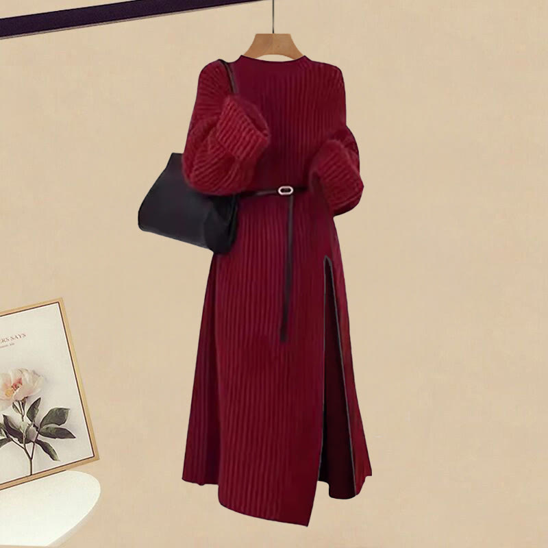 Strickkleid, karierter Rock, passendes Outfit - Sweater Dress - XL - image 2