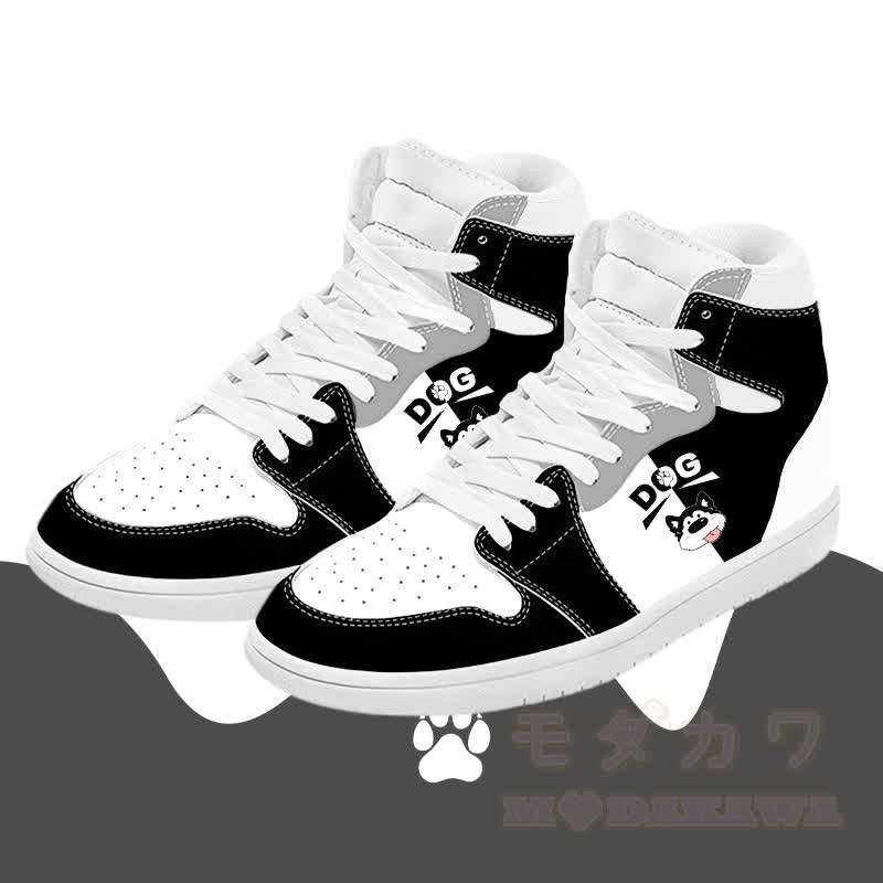 MODAKAWA High-Top-Canvas-Schuhe mit Hundemotiv und Farben Design (Zunge raus) - Schwarz - 48 - image 2