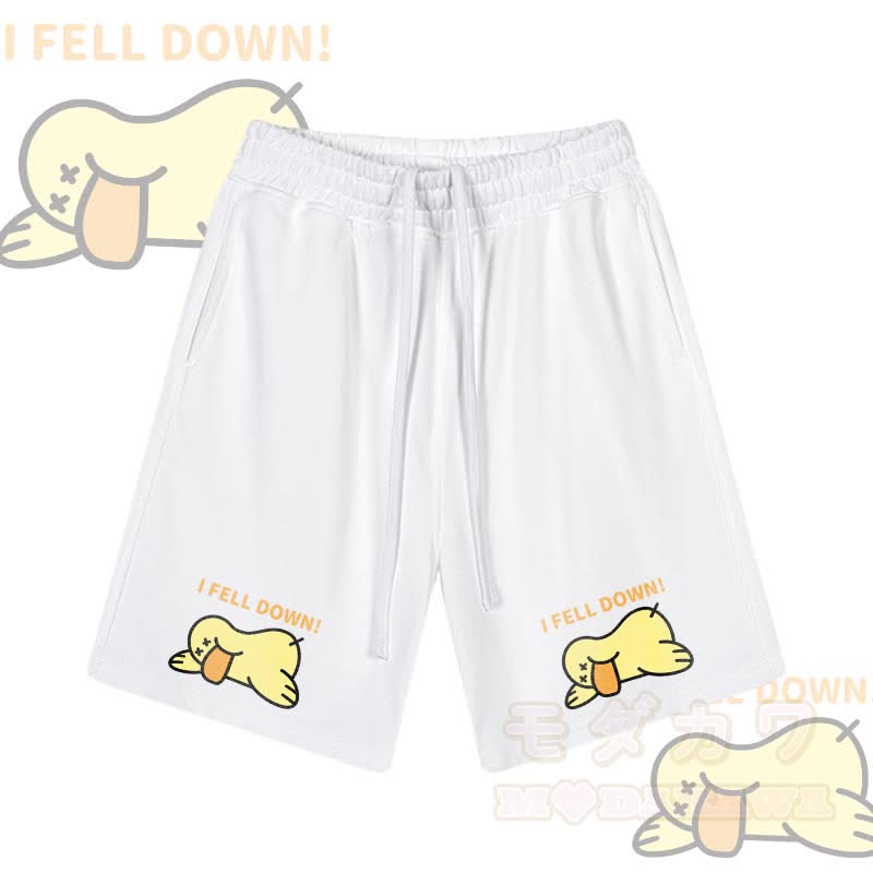MODAKAWA I FELL DOWN Duck Graphic Drawstring Shorts - Weiß - 2XL - image 4