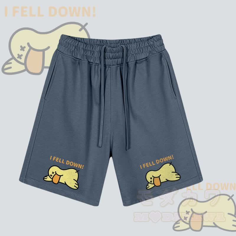 MODAKAWA I FELL DOWN Duck Graphic Drawstring Shorts - Staubiges Blau - 2XL - image 3