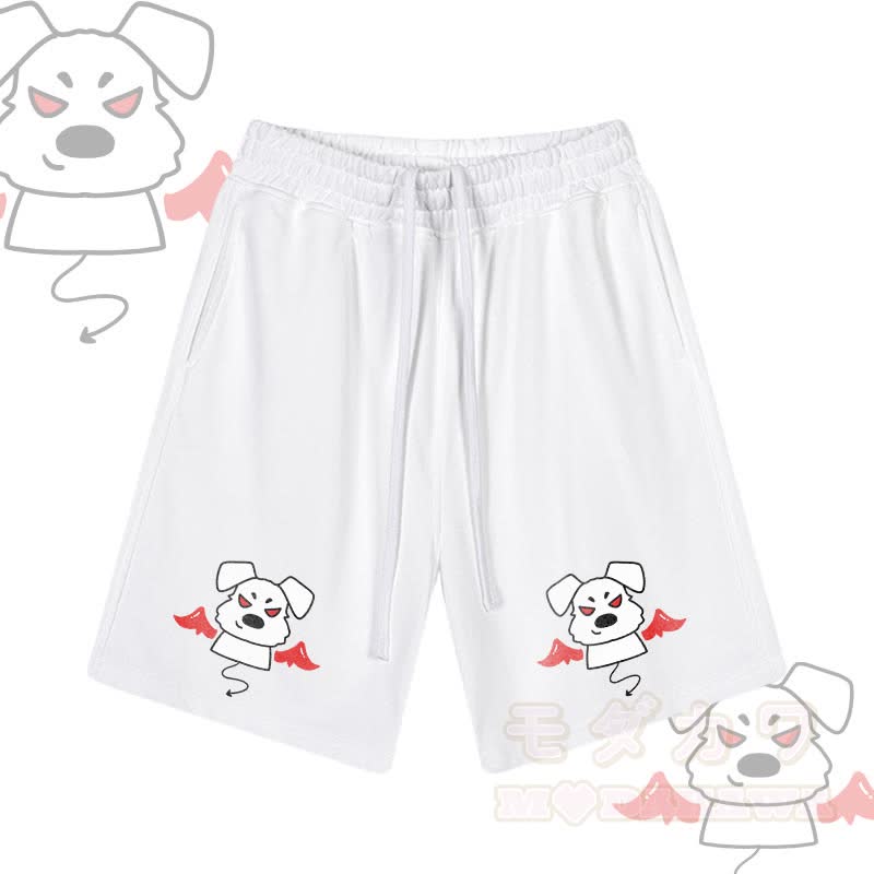 MODAKAWA Devil Puppy Grafik-Shorts mit Kordelzug - Weiß - 2XL - image 2