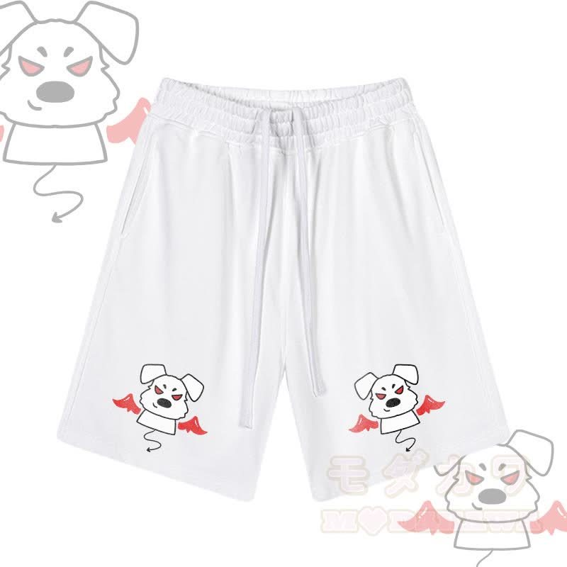 MODAKAWA Devil Puppy Grafik-Shorts mit Kordelzug - Weiß - 2XL - image 2