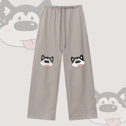 MODAKAWA Hose mit Hundemotiv und Kordelzug - Hellbraun - XL - image 2