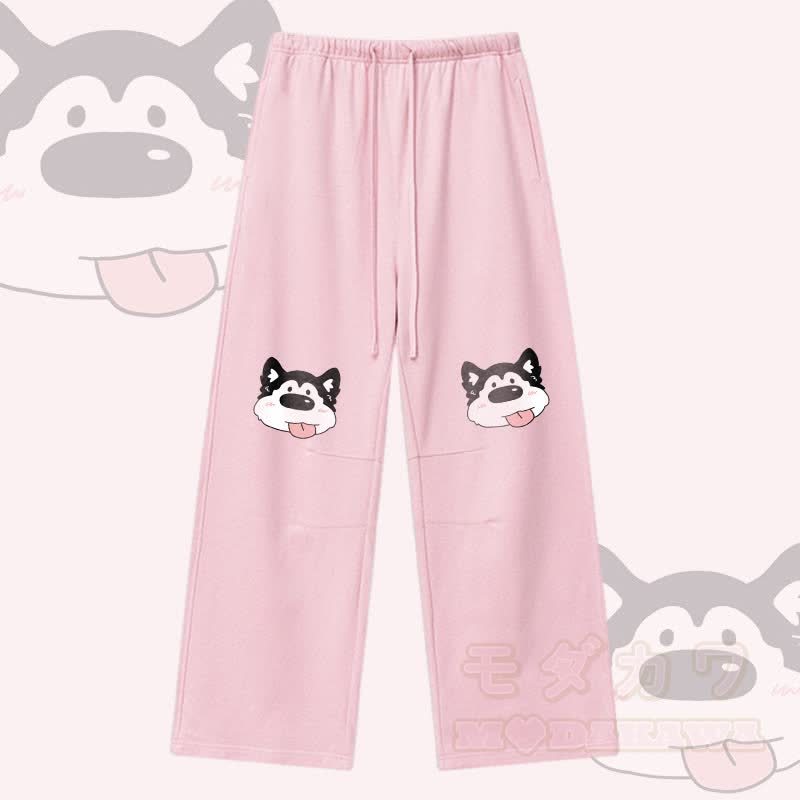 MODAKAWA Hose mit Hundemotiv und Kordelzug - Rosa - XL - image 1