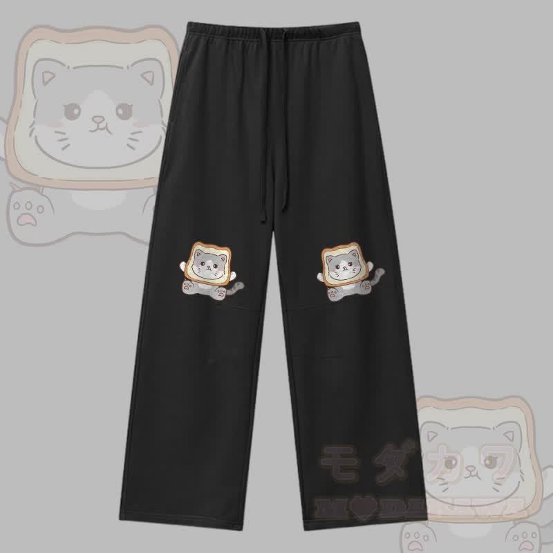 MODAKAWA Toast Cat Graphic Kordelzughose - Schwarz - XL - image 1