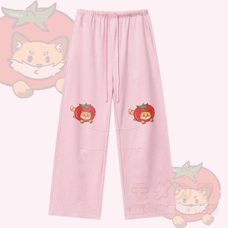 MODAKAWA Hose mit Tomatenfuchs-Grafik und Kordelzug - Rosa - XL - image 2